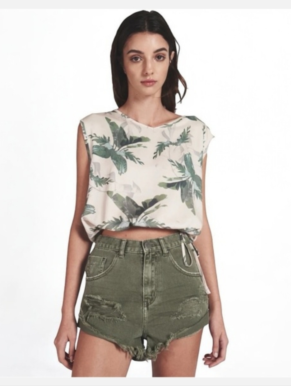New One Teaspoon Sleeveless Wasteland Top In Khaki XSmall